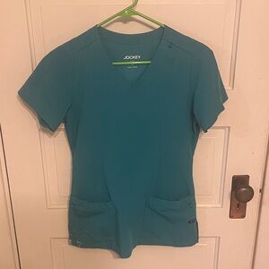 Jockey Women's Teal V-Neck Scrub Top with Front Pockets